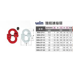 WIN五金  鍊條連接器 鍊接 CP-13 5.4T 鍊目 鍊條組合器 吊重鍊條 寬口鉤 貨櫃鉤 鏈接 連接環 鋼鏈連接器
