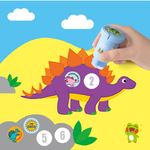 【韓國AMOS】魔法驚喜貼紙/著色/印章DIY繪畫組(恐龍), , large