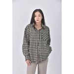 (L) bazaar smokie韓牌質感格紋綠色外套二手衣, , large