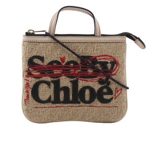 SEE BY CHLOE Jute 黃麻編織迷你手提/斜背二用包/米色