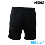 KINGO-大尺碼-鬆緊 抽繩 排汗短褲-黑-513301, , large