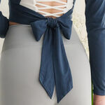 YOGA FLOW Ballet Tied Shirt - 綁帶蝴蝶結罩衫 - 墨水藍 Indigo, , large