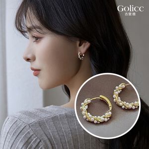 【Gulicc】古莉可 耳環 韓國輕奢纏繞珍珠耳環