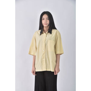 (L) margaret howell質感點點白色短袖上衣二手衣
