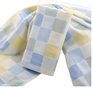 [Kaimei Cotton Industry] Pure cotton soft gauze colorful plaid children's towel/bath towel/face towel eight random groups of excellent