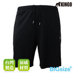 KINGO-大尺碼-鬆緊抽繩  涼感 短褲-黑-513307, , large