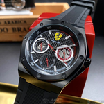 [星晴錶業]FERRARI手錶,42mm,FE00048黑色錶面黑錶殼深黑色矽膠錶帶款, , large