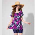 MONINA MIT  short sleeve Two-piece slimming series swimwear Plus Size  -3L, , large