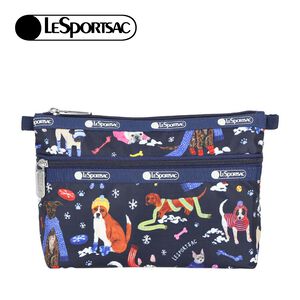|快速出貨|Lesportsac Cosmetic Clutch 雙層拉鍊收納化妝包/ 雪國汪星人