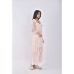 (S) 質感紡紗兩件式睡衣粉色洋裝二手衣, , large