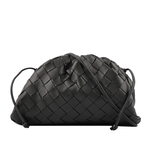 BOTTEGA VENETA 小羊皮MINI POUCH編織雲朵包/黑色, , large