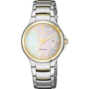 CITIZEN 星辰 限量光動能浪漫女錶-珍珠貝x金圈/29mm EW2524-55N