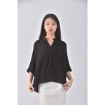 (XL) e h a n韓牌薄紗黑色短袖上衣二手衣, , large