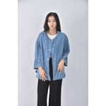 (XL) 丹寧牛仔質感圓領藍色外套二手衣, , large