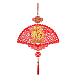 吉祥扇形福新年吊飾2入3組#203(新春過年掛飾/流蘇開運掛件/窗花吊飾毛氈掛飾/開運招財/入厝室內裝飾), , large