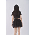 (S) rockcoco質感棉質紡紗黑色短裙二手衣, , large