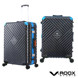 【PANTHEON PLAZA】展示品限量出清 V-ROOX SUPERSONIC 25吋 立體超音速硬殼鋁框行李箱 SUP-59235 藍黑/金框