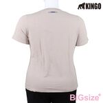 KINGO-大尺碼-女款 圓領T恤-灰卡其-414114, , large