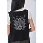 (M) 羊毛假兩件拼接背心黑色罩衫二手衣, , large