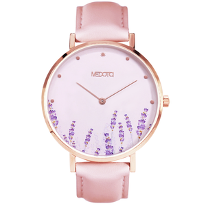 [MEDOTA] Blossom花朵系列粉色真皮錶帶女錶-Elegant lavender / BO-8401