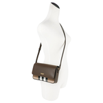 BURBERRY Hampshire 新款格紋帆布拼皮革手拿包/斜背包(烏木棕), , large