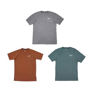 NIKE NEW HEATHER成人男性短袖防曬衣 健身 戶外運動 抗UV 吸汗 乾爽 透氣 彈性 舒適 深灰 藍綠 橘