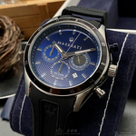 [星晴錶業]MASERATI手錶,44mm,R8871624003寶藍色錶面銀錶殼深黑色矽膠錶帶款, , large