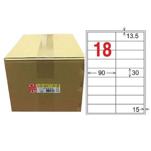 【龍德】LONGDER 三用電腦標籤 A4 18格 直角 30*90mm 白色1000張/箱 LD-847-W-B(適用雷射、噴墨、影印)