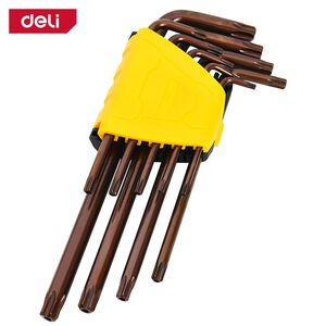 【deli tools】Star Wrench L-Shaped Wrench 9-Piece Set Upgraded Semi-Pro Series