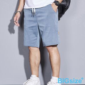 大尺碼-天絲棉  涼感牛仔五分褲-黑/淺藍-0205556