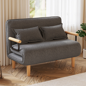 【AOTTO】120公分特大款多功能懶人折疊沙發床-深灰(SF-005GR)