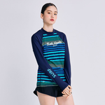 Monina Taiwan-made refreshing striped sunscreen long-sleeved jellyfish suit two-piece swimsuit, , large