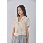 (S) queenshop韓牌質感棉質純棉杏色短袖上衣二手衣, , large