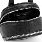 Michael Kors Rhea 銀字粒紋皮革拉鍊迷你後背包(黑色), , large