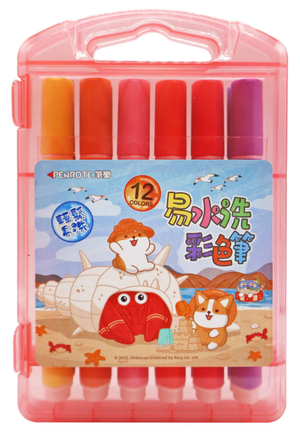 【PENROTE 筆樂】柴語錄12色易水洗彩色筆 粉