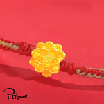 【Prisme Gold】黃金手鍊 蓮花 紅編織手鍊 (金重：約0.08錢±0.03), , large