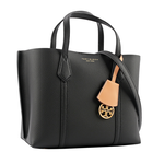 Tory Burch Perry 荔枝皮革三層小托特包/黑色, , large