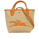 LONGCHAMP S號 LE PANIER PLIAGE 草編二用包/杏桃色, , large