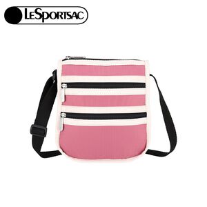 |快速出貨|Lesportsac 3-Zip Crossbody 三層拉鍊斜背包 手機包 送禮-桃紅色