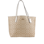 COACH City 塗層帆布托特包/淺卡其/白色, , large