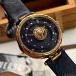 [星晴錶業]VERSUS VERSACE手錶,38mm,VV00064深紫藍錶面玫瑰金錶殼深紫藍真皮皮革錶帶款, , large