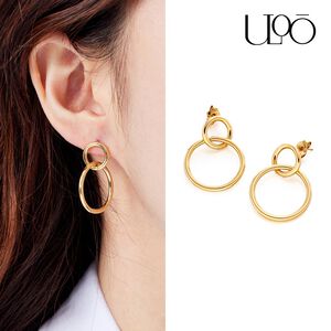 ULOO Glimmer 雙環相繫耳環-金色 UE1001710