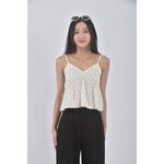 (XS（含）以下) white韓牌修身短版點點白色上衣二手衣, , large