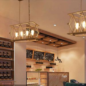 【H&R安室家】 53x29x30cm小號長方鐵網吊燈 ZA0116