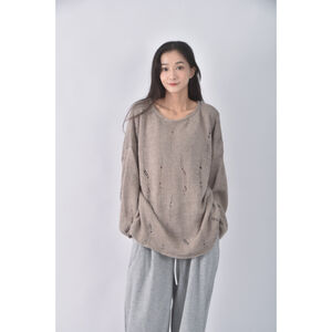 (F) runway韓牌質感仿舊棕色長袖上衣二手衣,  (F) runway韓牌質感仿舊棕色長袖上衣二手衣