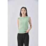 (XS（含）以下) 質感羊毛圓領綠色上衣二手衣, , large