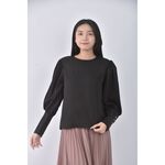 (S) shein質感黑色長袖上衣二手衣, , large