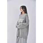 (F) heather棉質長版落肩灰色毛衣二手衣, , large