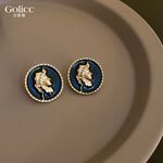 【Gulicc】古莉可 耳環 復古金色人像耳環, , large