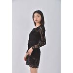 (S) 【德馨私服】質感透膚黑色洋裝二手衣, , large